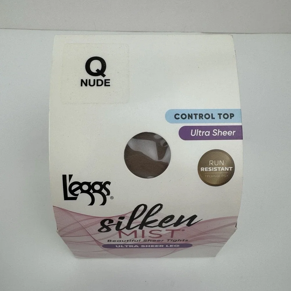 L'eggs Silken Mist Control Top Pantyhose Nude Sz Q 2-Pair New